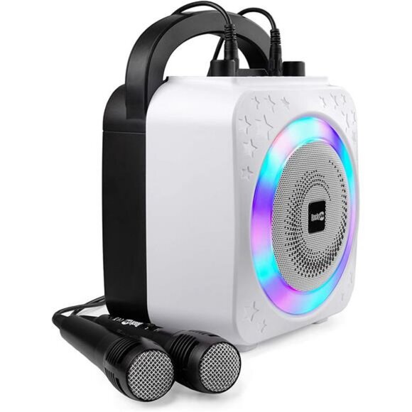 Bluetooth, 10Watt Speaker & Two Microphones, Black 5-Watt Karaoke Machine - Picture 3 of 6